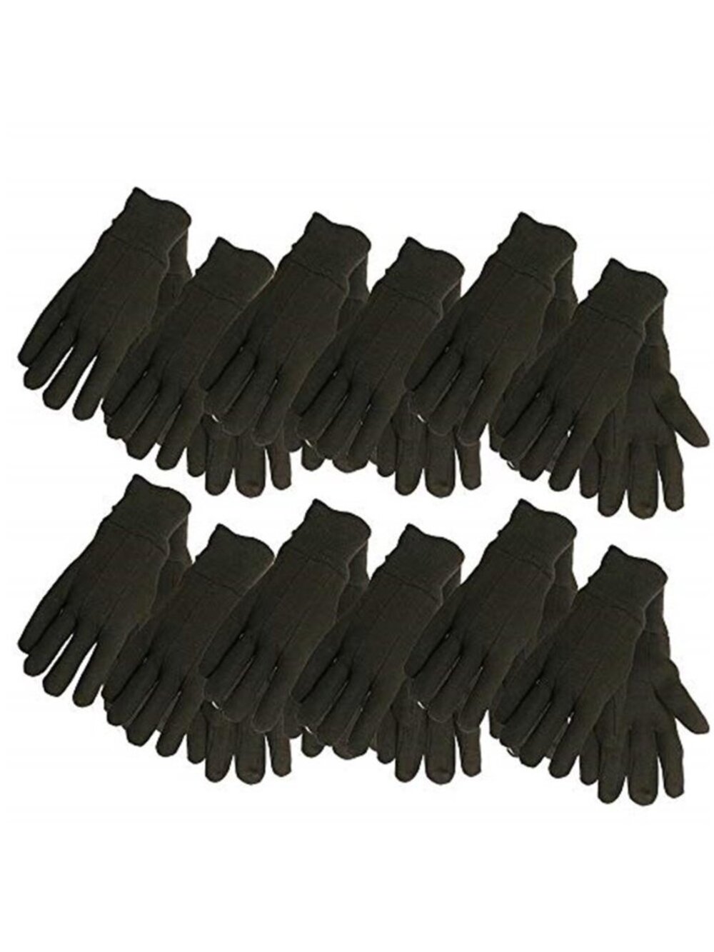 Mens Brown Work Gloves Cotton Jersey Knit Cuff Large 12 Pair Durable Grip